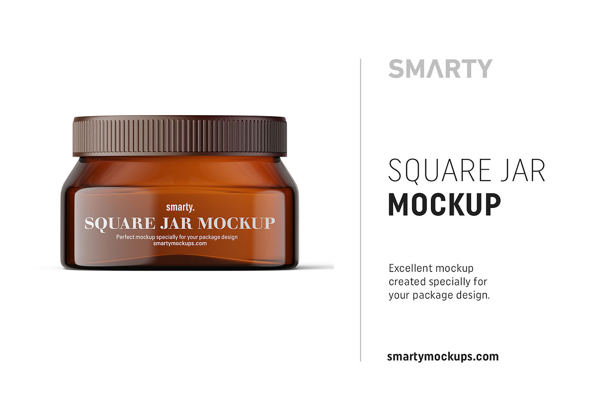 Square jar mockup in Product Mockups - product preview 8