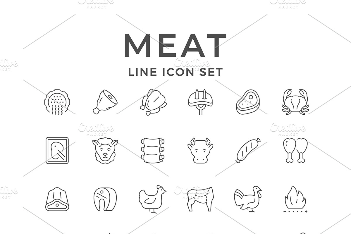 Set line icons of meat in Icons - product preview 8