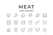 Set line icons of meat