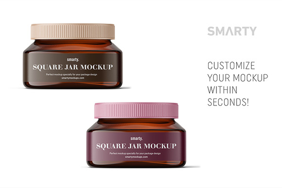 Square jar mockup in Product Mockups - product preview 2