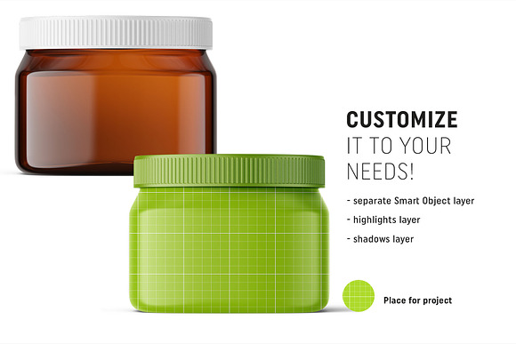 Square jar mockup in Product Mockups - product preview 1