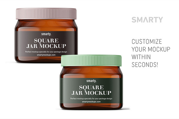 Square jar mockup in Product Mockups - product preview 2