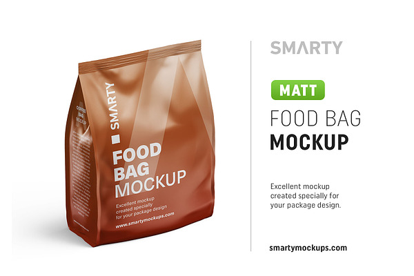 Matte food bag mockup
