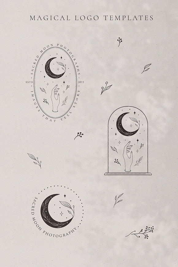 Sacred Moon Logo Templates Kit in Logo Templates - product preview 1