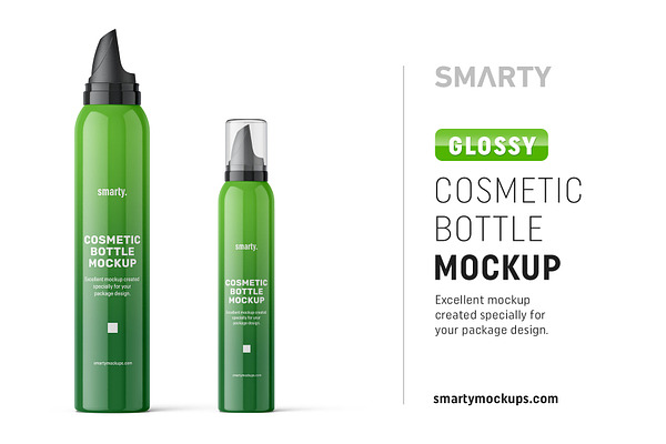 Glossy cosmetic bottle mockup