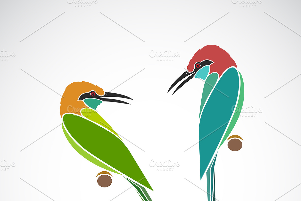 Bee eater on white background. Birds in Icons - product preview 8
