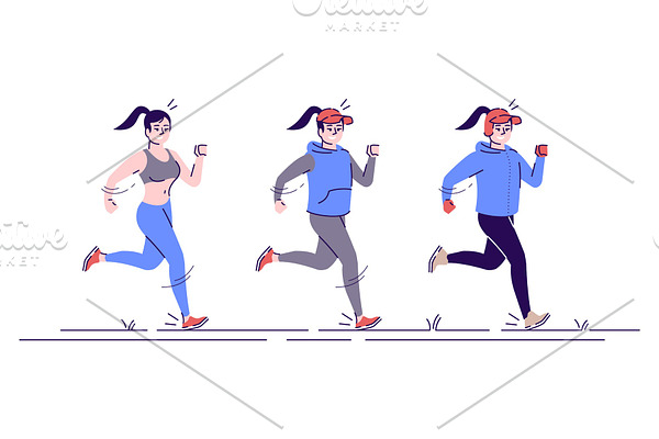 Running woman flat vector