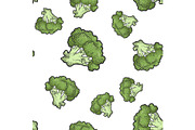 Green broccoli seamless pattern