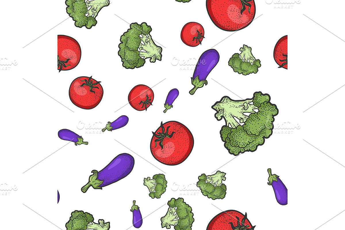 Fresh vegetables seamless pattern in Textures - product preview 8