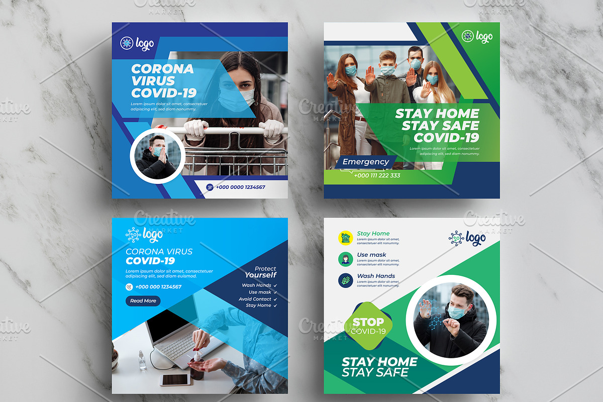 COVID-19 Social Media Templates Pack in Social Media Templates - product preview 8