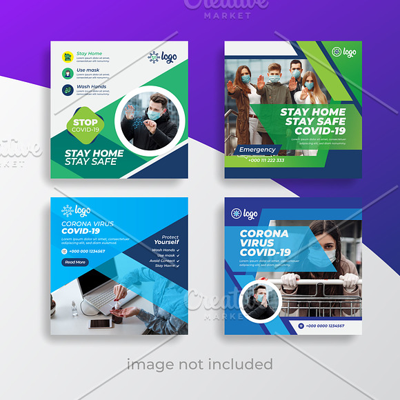 COVID-19 Social Media Templates Pack in Social Media Templates - product preview 1