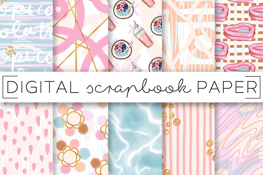 Pink Summer Abstract Digital Papers