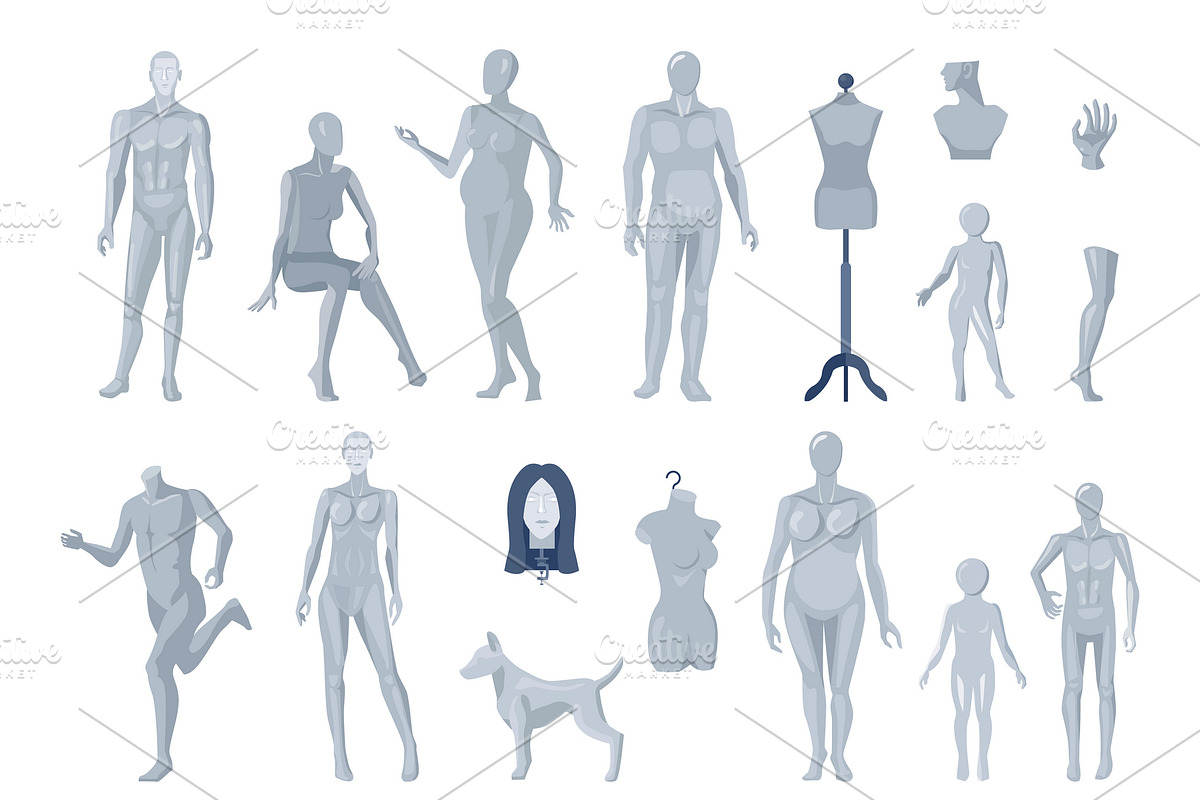Tailor mannequins images set in Icons - product preview 8