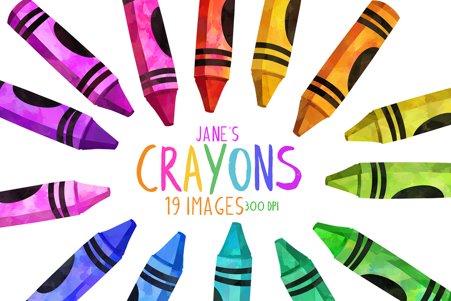 Watercolor Crayons Clipart in Illustrations - product preview 8