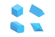 Set of Four Blue Geometric Figures