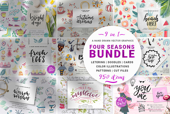 Four Seasons - vector graphic bundle in Illustrations - product preview 18