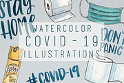 Watercolor COVID-19 Illustrations