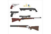 firearms kit, vector on white backgr