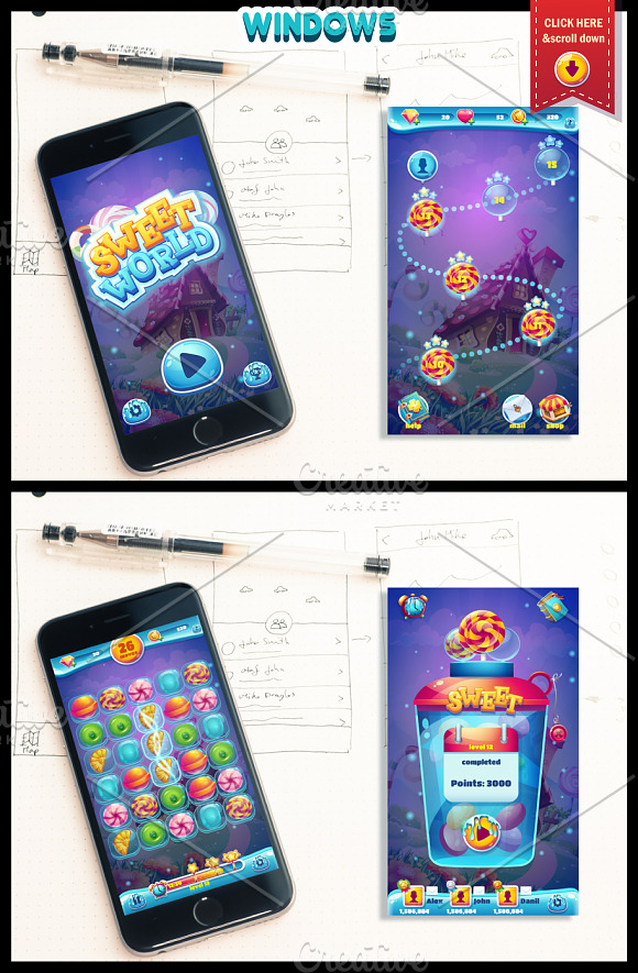 Sweet world mobile GUI pack 01 in Illustrations - product preview 1
