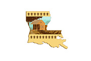 Cajun House Gator Louisiana Map