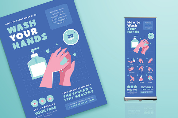 Wash Your Hands Poster & Roll Banner in Flyer Templates - product preview 4