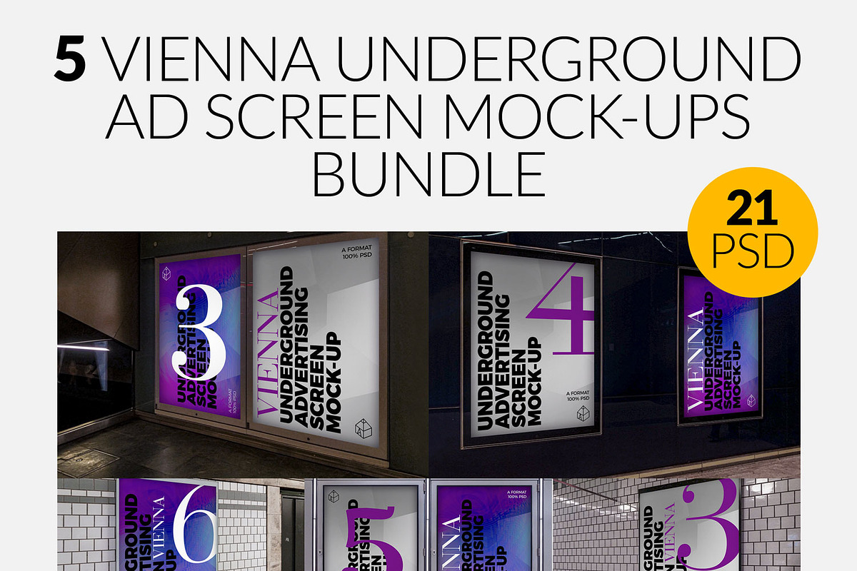 Vienna U-ground Ad Screen MockUp Set in Mockup Templates - product preview 8
