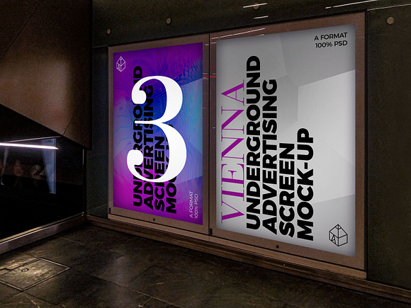 Vienna U-ground Ad Screen MockUp Set in Mockup Templates - product preview 1