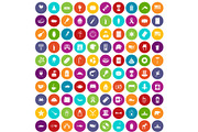 100 USA icons set color