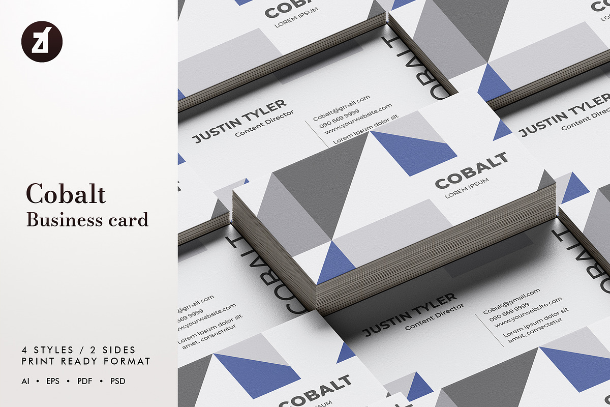 Cobalt - Business card template in Business Card Templates - product preview 8
