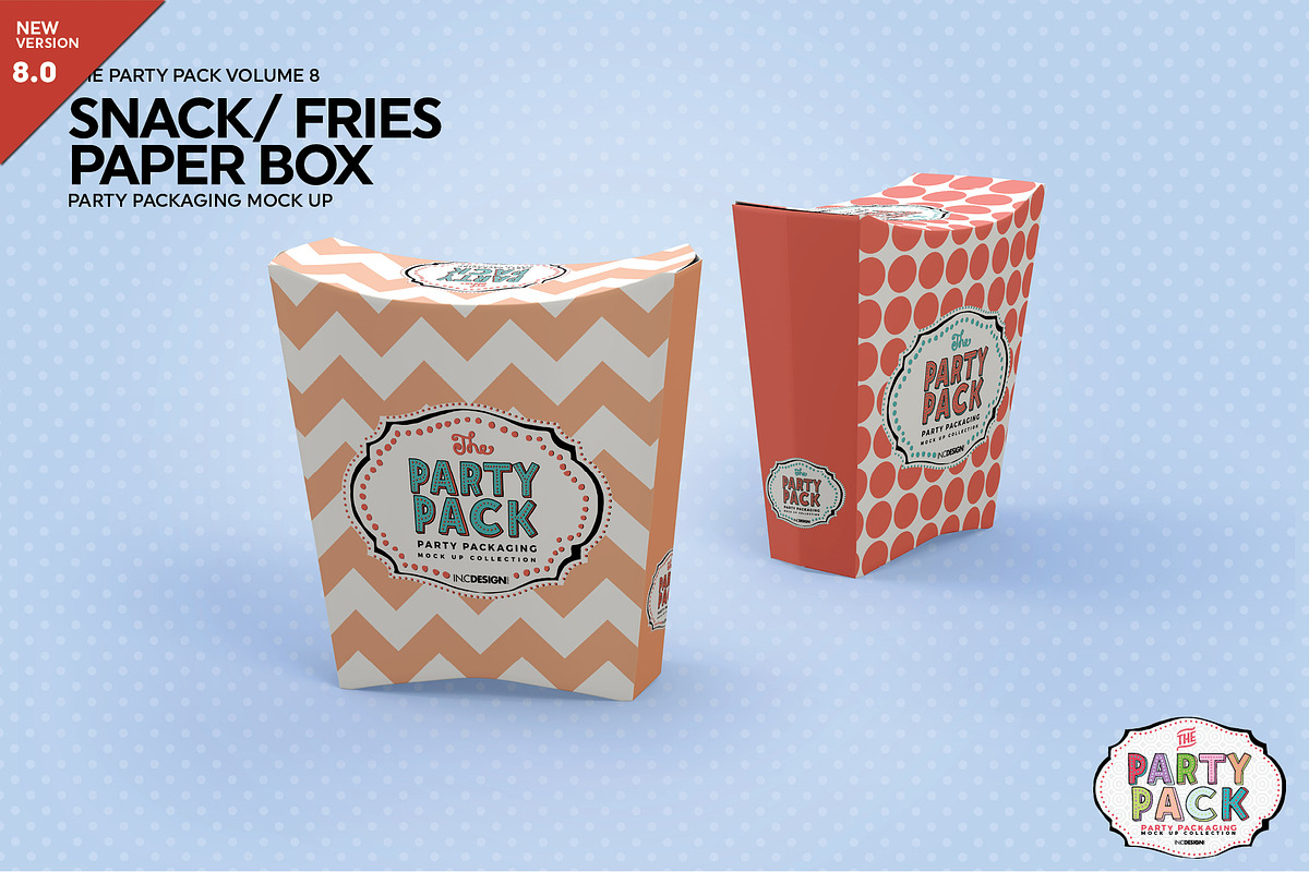 Party Snack or Fries PaperBox Mockup in Branding Mockups - product preview 8