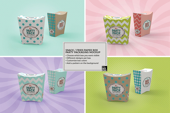 Party Snack or Fries PaperBox Mockup in Branding Mockups - product preview 1