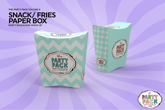 Party Snack or Fries PaperBox Mockup in Branding Mockups - product preview 2