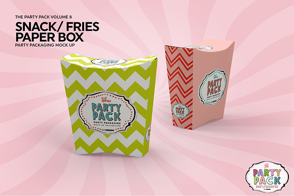 Party Snack or Fries PaperBox Mockup in Branding Mockups - product preview 3