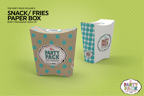 Party Snack or Fries PaperBox Mockup in Branding Mockups - product preview 4