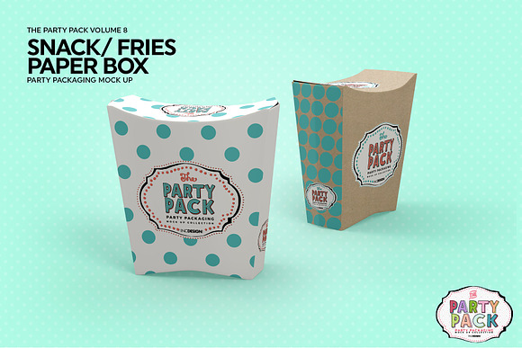 Party Snack or Fries PaperBox Mockup in Branding Mockups - product preview 5