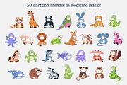 Cartoon animals in medicine masks
