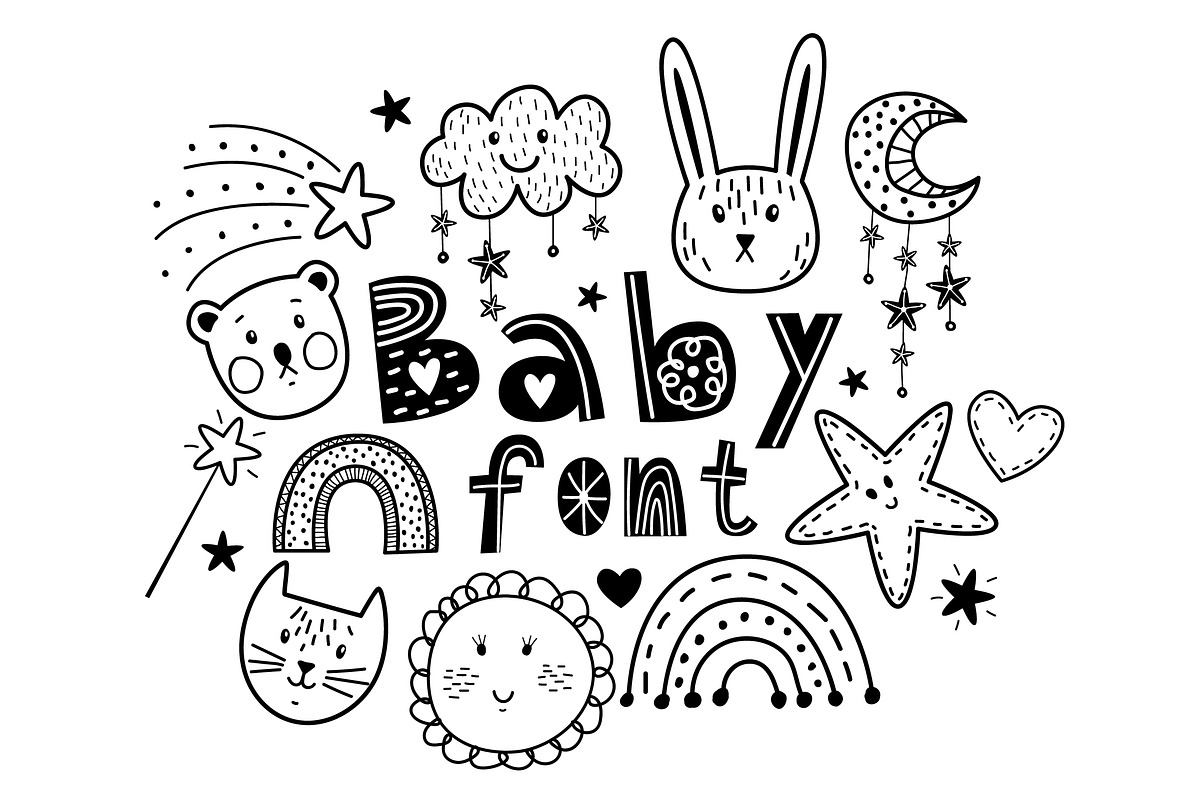 Baby cute font in Sans-Serif Fonts - product preview 8