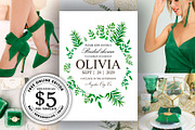 Greenery herbs wedding invitation