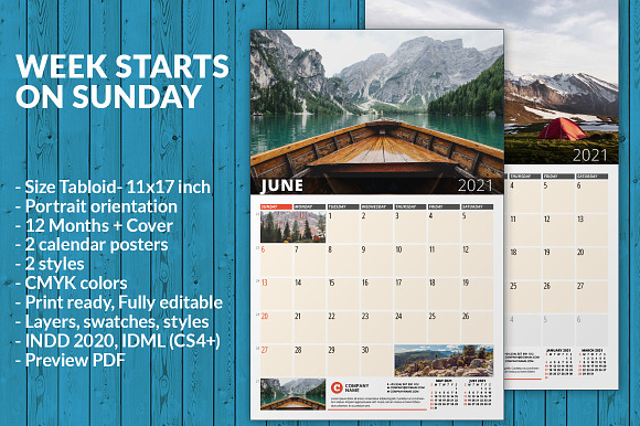Wall Calendar 2021 (WC033-21) in Stationery Templates - product preview 4