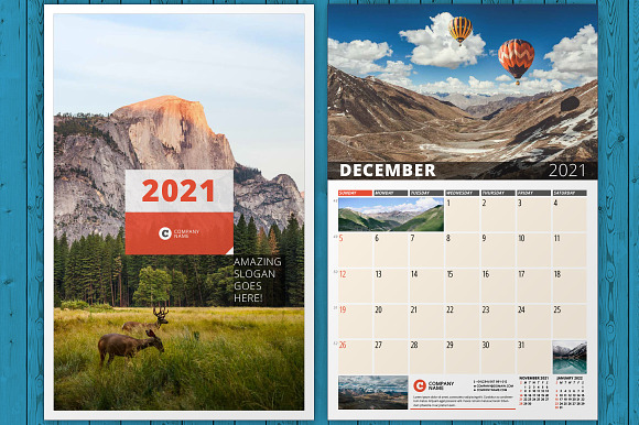 Wall Calendar 2021 (WC033-21) in Stationery Templates - product preview 5