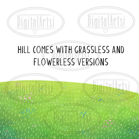 Watercolor Grassy Hills Clipart in Illustrations - product preview 4