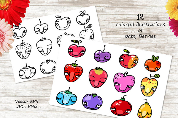 Wild Berries: clip-art, patterns