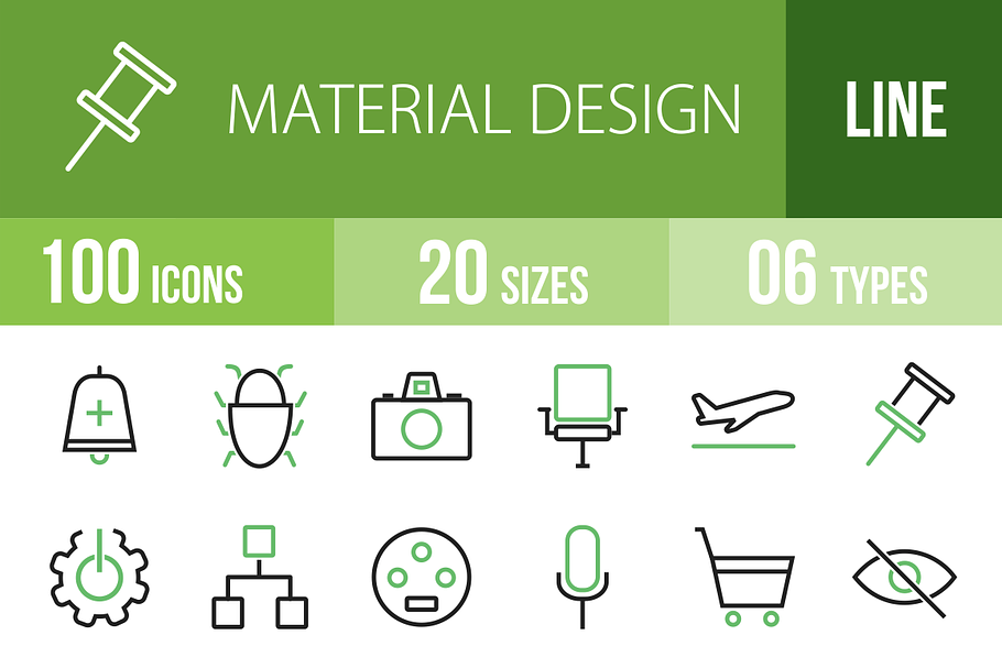 100 Material Design Green & Black in Graphics - product preview 8