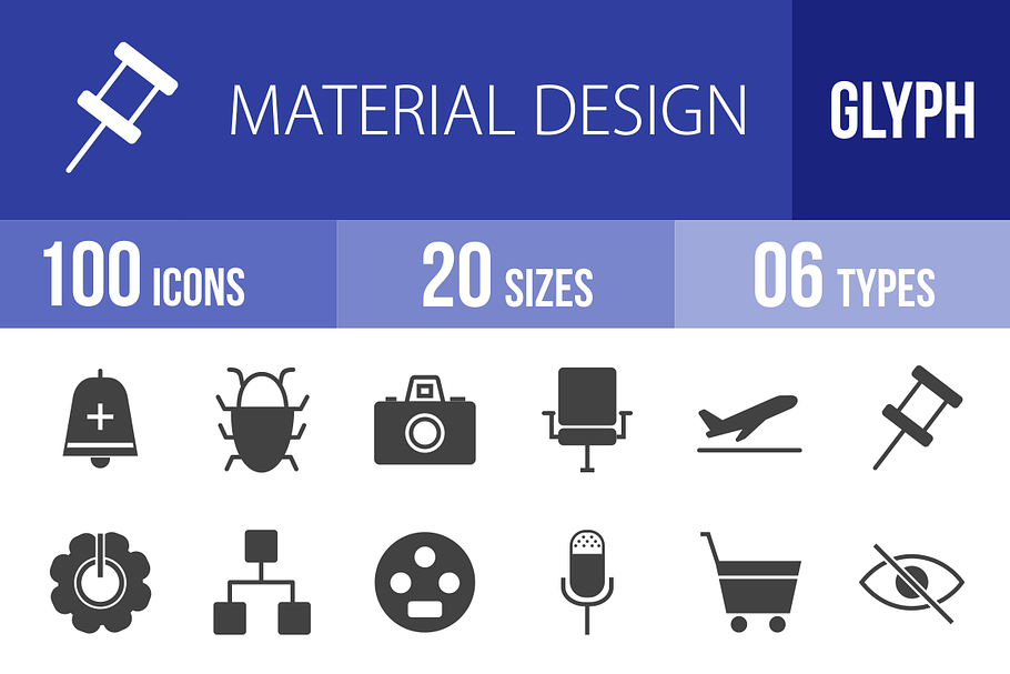 100 Material Design Glyph Icons