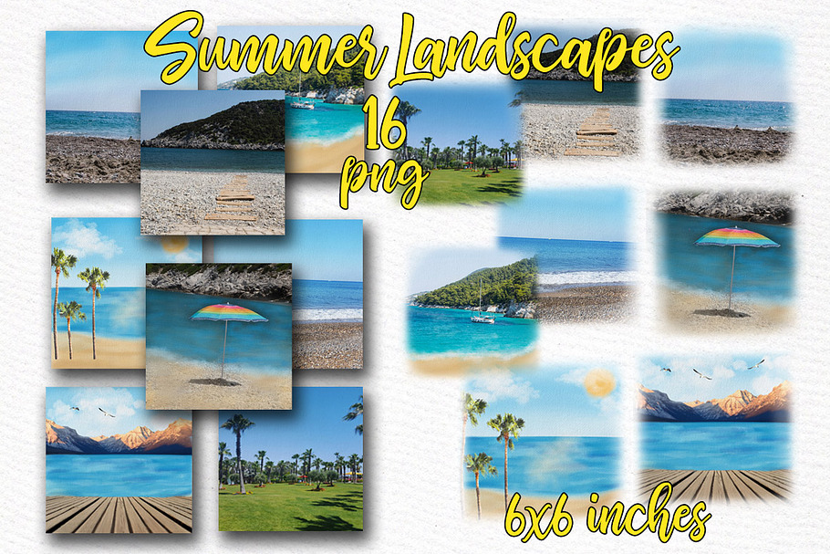 Summer backdrop Beach landscape in Illustrations - product preview 8