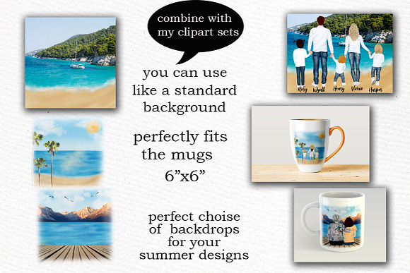 Summer backdrop Beach landscape in Illustrations - product preview 2