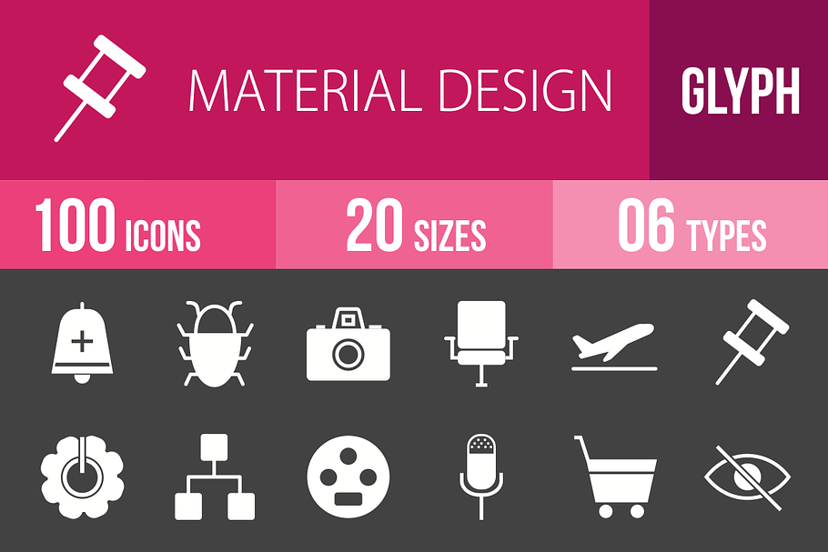 100 Material Design Glyph Inverted in Graphics - product preview 8