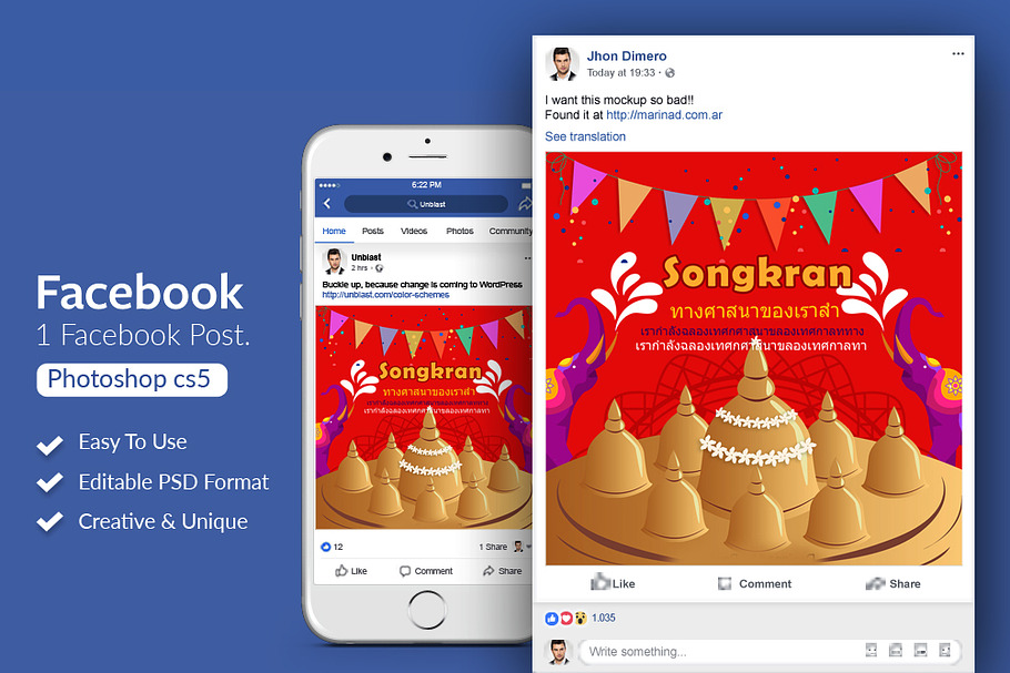 Songkran Thai Festival Facebook Post in Web Elements - product preview 8
