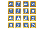 Insurance icons set blue