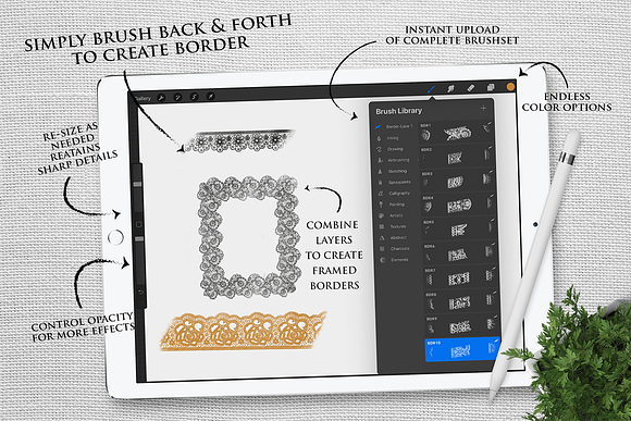 Procreate Seamless Lace Border -Set1 in Add-Ons - product preview 3